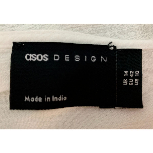 ASOS Women size 10 White Plunging Playsuit Romper Sheer Wrap Cover-Up Beach - Picture 3 of 10